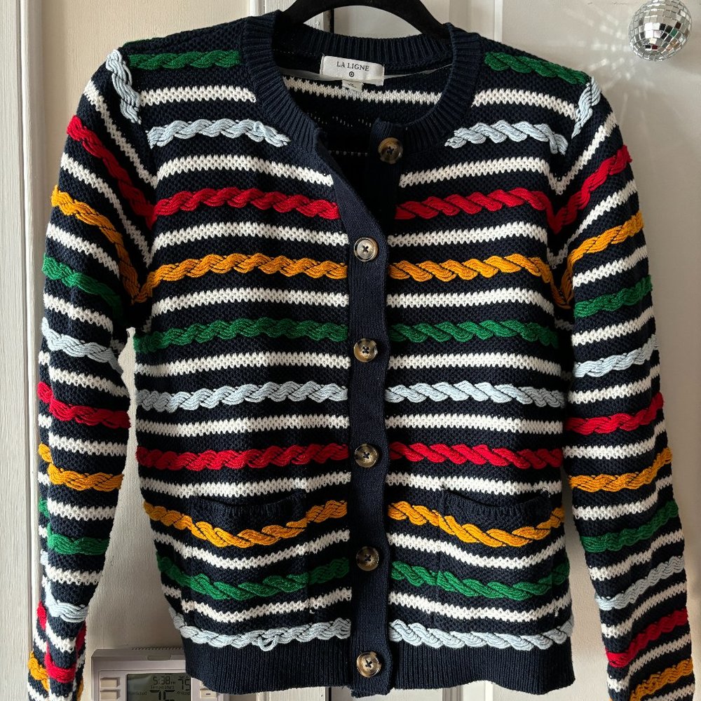La Ligne x Target Women's Textured Striped Cardigan Sweater